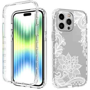 For iPhone 14 Pro Max Transparent Painted Phone Case (White Flower)