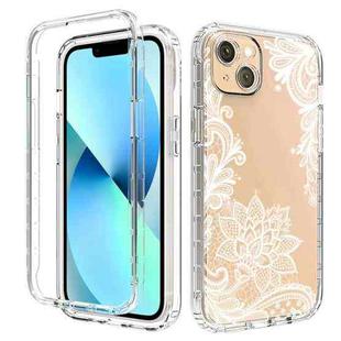 For iPhone 14 Transparent Painted Phone Case (White Flower)