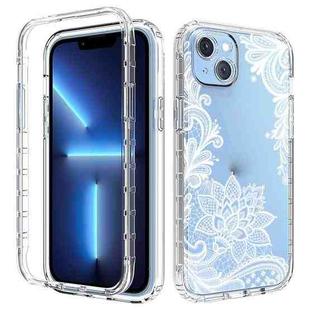 For iPhone 14 Plus Transparent Painted Phone Case (White Flower)