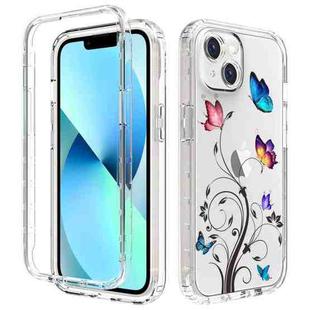 For iPhone 14 Plus Transparent Painted Phone Case(Tree Butterflies)