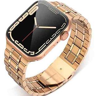5-bead Stainless Steel Watch Band For Apple Watch Ultra 49mm / Series 8&7 45mm / SE 2&6&SE&5&4 44mm / 3&2&1 42mm(Rose Gold)