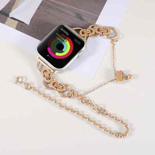 Double Chain 2-bead Stainless Steel Watch Band For Apple Watch Series 8&7 41mm / SE 2&6&SE&5&4 40mm / 3&2&1 38mm(Rose Gold)