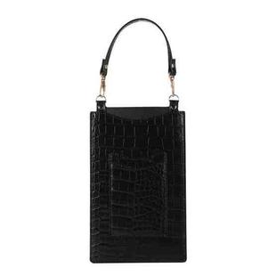 Stone Texture Card Holder Mobile Phone Bag with Short Strap(Black)