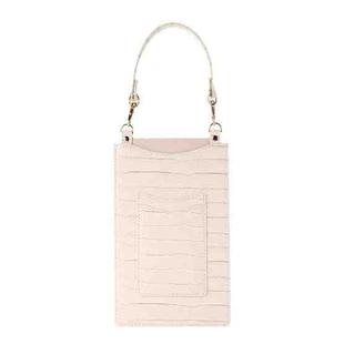 Stone Texture Card Holder Mobile Phone Bag with Short Strap(Beige)