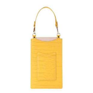 Stone Texture Card Holder Mobile Phone Bag with Short Strap(Yellow)