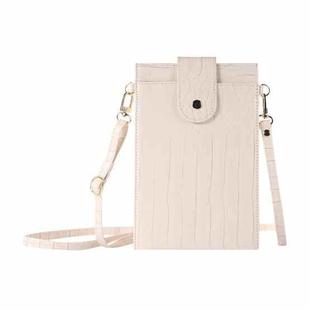 Stone Texture Card Holder Mobile Phone Bag with Long Strap(Beige)