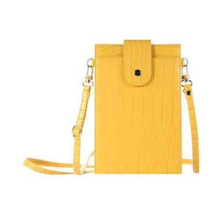 Stone Texture Card Holder Mobile Phone Bag with Long Strap(Yellow)