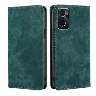 For OPPO A36 4G/A76 4G Global RFID Anti-theft Brush Magnetic Leather Phone Case(Green)