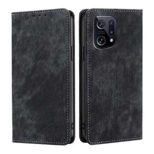 For OPPO Find X5 RFID Anti-theft Brush Magnetic Leather Phone Case(Black)