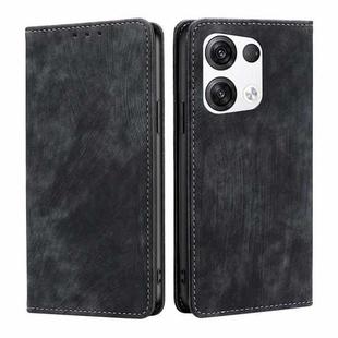 For OPPO Reno8 Pro+ 5G RFID Anti-theft Brush Magnetic Leather Phone Case(Black)