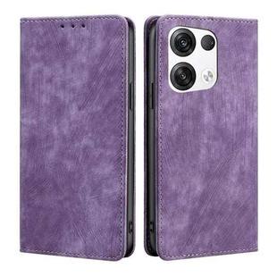 For OPPO Reno8 Pro+ 5G RFID Anti-theft Brush Magnetic Leather Phone Case(Purple)