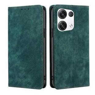 For OPPO Reno8 Pro+ 5G RFID Anti-theft Brush Magnetic Leather Phone Case(Green)