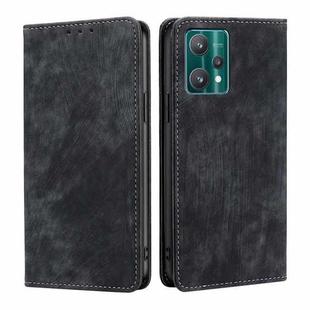For Realme 9 Pro/V25/Q5 5G RFID Anti-theft Brush Magnetic Leather Phone Case(Black)