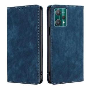 For Realme 9 Pro/V25/Q5 5G RFID Anti-theft Brush Magnetic Leather Phone Case(Blue)