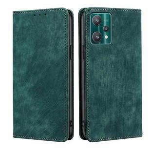 For Realme 9 Pro/V25/Q5 5G RFID Anti-theft Brush Magnetic Leather Phone Case(Green)