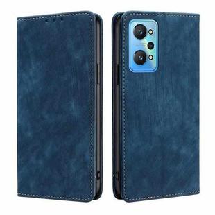 For Realme GT Neo2 5G RFID Anti-theft Brush Magnetic Leather Phone Case(Blue)