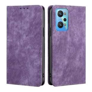 For Realme GT Neo2 5G RFID Anti-theft Brush Magnetic Leather Phone Case(Purple)
