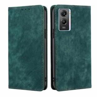 For vivo Y55S 5G RFID Anti-theft Brush Magnetic Leather Phone Case(Green)