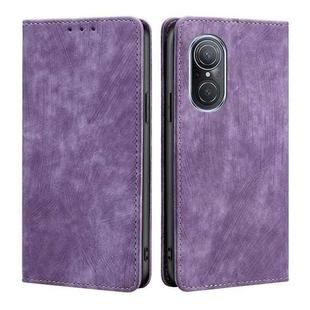 For Huawei Nova 9 SE 4G RFID Anti-theft Brush Magnetic Leather Phone Case(Purple)