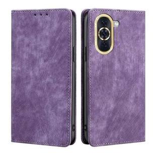 For Huawei Nova 10 RFID Anti-theft Brush Magnetic Leather Phone Case(Purple)