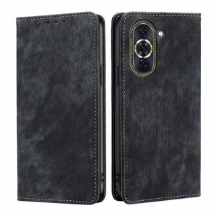 For Huawei Nova 10 Pro RFID Anti-theft Brush Magnetic Leather Phone Case(Black)