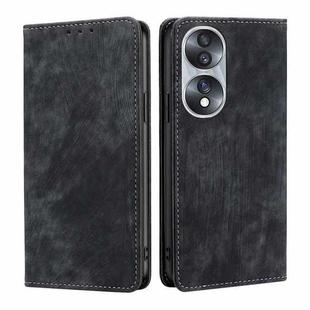 For Honor 70 RFID Anti-theft Brush Magnetic Leather Phone Case(Black)