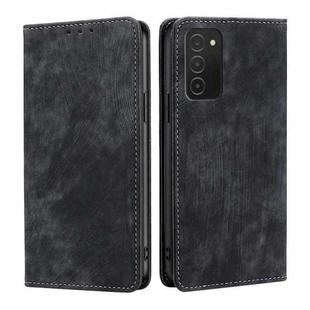 For Samsung Galaxy A03S US 165.85mm RFID Anti-theft Brush Magnetic Leather Phone Case(Black)