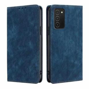 For Samsung Galaxy A03S US 165.85mm RFID Anti-theft Brush Magnetic Leather Phone Case(Blue)