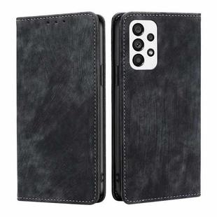 For Samsung Galaxy A73 5G RFID Anti-theft Brush Magnetic Leather Phone Case(Black)