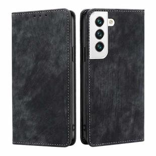 For Samsung Galaxy S22 5G RFID Anti-theft Brush Magnetic Leather Phone Case(Black)