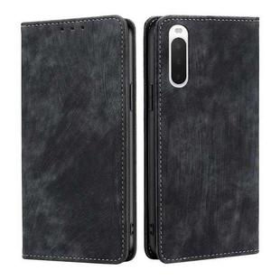 For Sony Xperia 10 IV RFID Anti-theft Brush Magnetic Leather Phone Case(Black)