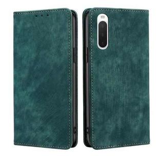 For Sony Xperia 10 IV RFID Anti-theft Brush Magnetic Leather Phone Case(Green)
