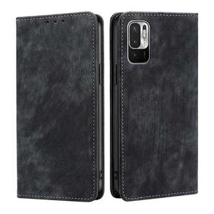 For Xiaomi Redmi Note 10 JE  Japan RFID Anti-theft Brush Magnetic Leather Phone Case(Black)