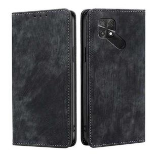 For Xiaomi Poco C40 RFID Anti-theft Brush Magnetic Leather Phone Case(Black)