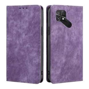 For Xiaomi Poco C40 RFID Anti-theft Brush Magnetic Leather Phone Case(Purple)