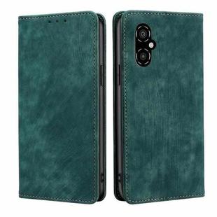 For Xiaomi Poco M4 5G RFID Anti-theft Brush Magnetic Leather Phone Case(Green)