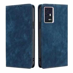 For ZTE Axon 30 Pro RFID Anti-theft Brush Magnetic Leather Phone Case(Blue)