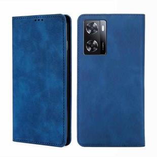 For OPPO A57 4G 2022 Skin Feel Magnetic Horizontal Flip Leather Phone Case(Blue)