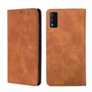 For TCL 30T T603DL Skin Feel Magnetic Horizontal Flip Leather Phone Case(Light Brown)