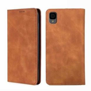 For TCL 30Z T602DL Skin Feel Magnetic Horizontal Flip Leather Phone Case(Light Brown)