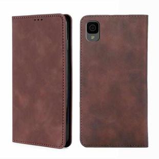 For TCL 30Z T602DL Skin Feel Magnetic Horizontal Flip Leather Phone Case(Dark Brown)