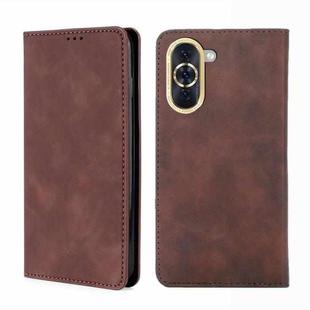 For Huawei nova 10 Skin Feel Magnetic Horizontal Flip Leather Phone Case(Dark Brown)