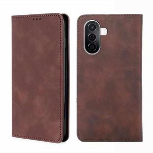For Huawei Enjoy 50/nova Y70 Plus/Y70 4G Skin Feel Magnetic Horizontal Flip Leather Phone Case(Dark Brown)