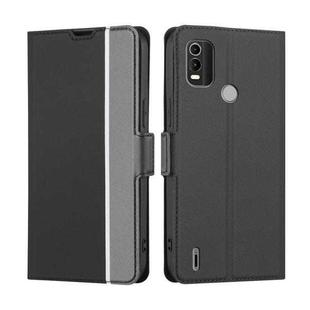 For Nokia C21 Plus Twill Texture Side Button Leather Phone Case(Black)