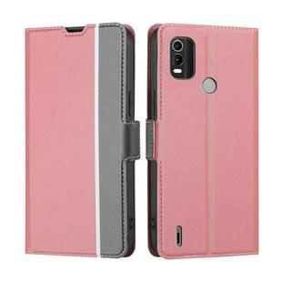 For Nokia C21 Plus Twill Texture Side Button Leather Phone Case(Pink)