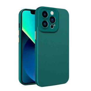 For iPhone 14 Leather Texture TPU Phone Case (Dark Green)