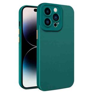 For iPhone 14 Pro Leather Texture TPU Phone Case(Dark Green)