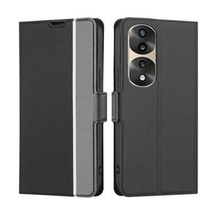 For Honor 70 Pro / 70 Pro+ Twill Texture Side Button Leather Phone Case(Black)
