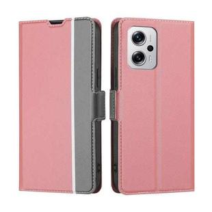 For Xiaomi Redmi Note 11T Pro 5G / Note 11T Pro+ 5G Twill Texture Side Button Leather Phone Case(Pink)