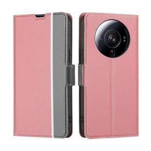 For Xiaomi 12S Ultra Twill Texture Side Button Leather Phone Case(Pink)